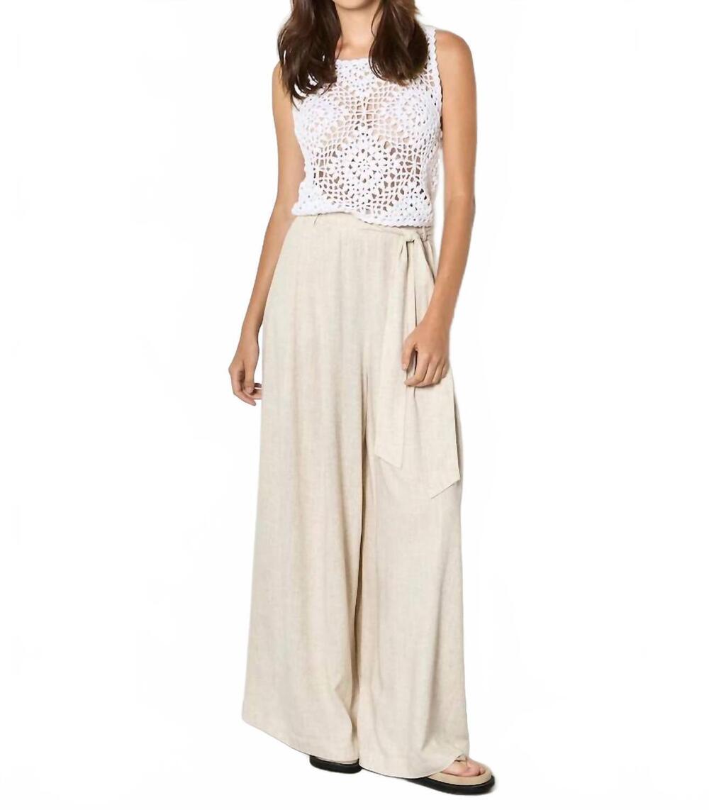 NEW APRICOT wide leg linen trousers in stone